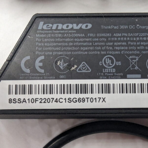 Блок питания 03x6283, SA10F22074, Lenovo ThinkPad 12V, 3.0A, 36W — изображение 3