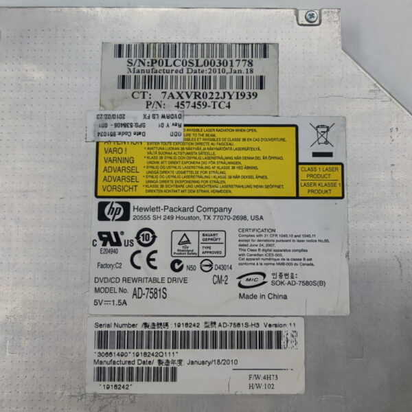 Привод DVD-RW ad-7581s, 457459-TC4, 538406-001, HP — изображение 3