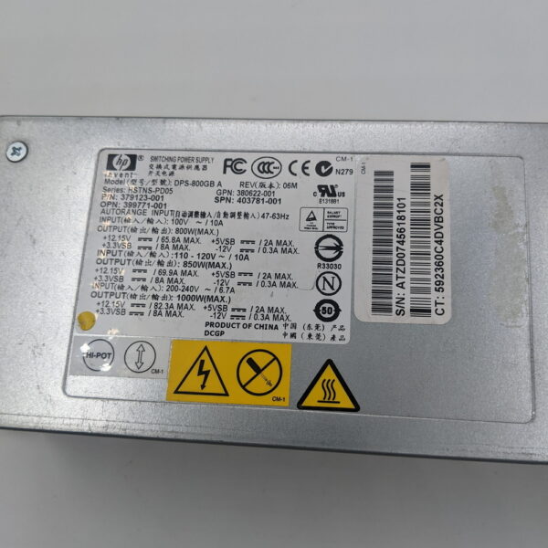 Блок Питания DPS-800GB, HP ProLiant DL380 G5, DL385 G2, DL385 G5, ML350 G5, ML370 G5, 800 Вт — изображение 3