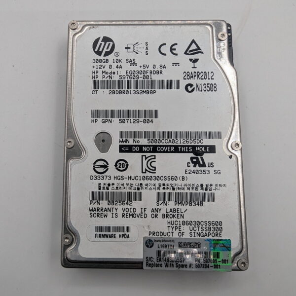 Жесткий диск 597609-001, HP, 300 Гб, SAS, 2.5