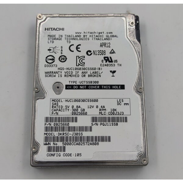 Жесткий диск 0b25660, DKR5C-J30SS, huc106030ss600, Hitachi, 300 Гб, SAS, 3.5