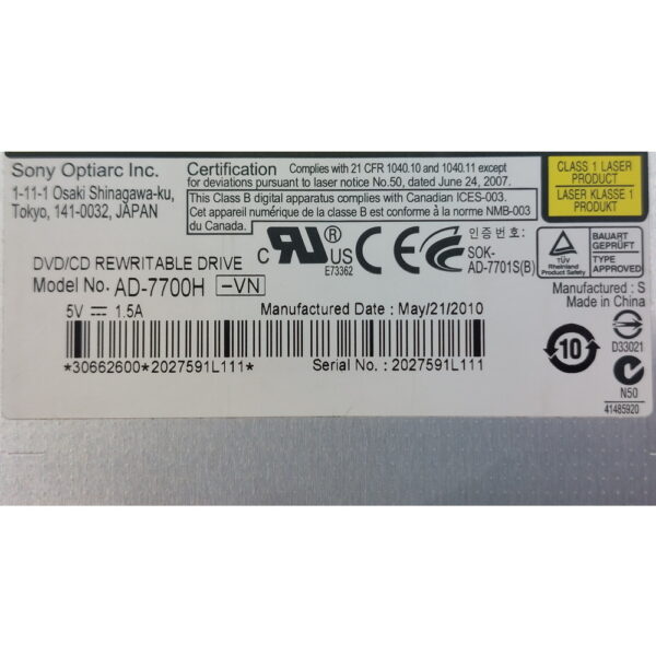 Привод DVD-RW ad-7700h, Sony, NEC — изображение 3