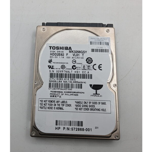 Жесткий диск MK3256GSY, 572868-001, 610582-001, Toshiba, 320 Гб, SATA, 2.5