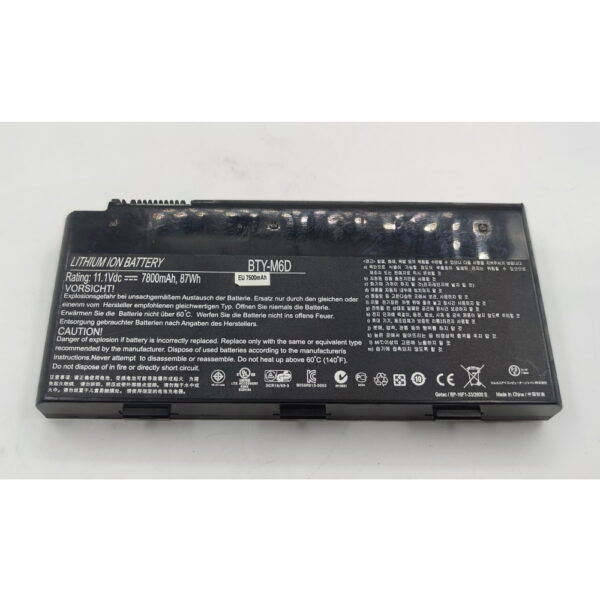 Аккумулятор bty-m6d, MSI GT60, GT70, GT660, GT663, GT663R, GT670, GT680, GT680R, GT683, GT685, GT685R, GT760, GT760R, GT780, GT783, GX660, GX680, GX780, 7800mAh, 11.1V, СОСТОЯНИЕ НЕ ИЗВЕСТНО, ПРОДАЕТСЯ КАК ЗАГЛУШКА! — изображение 2