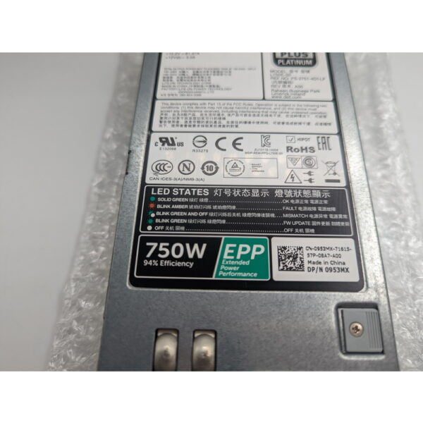 Блок питания 0953MX, L750E-S0, Dell PowerEdge R530, R630, R730, R730XD, T430, T630, 750 Вт