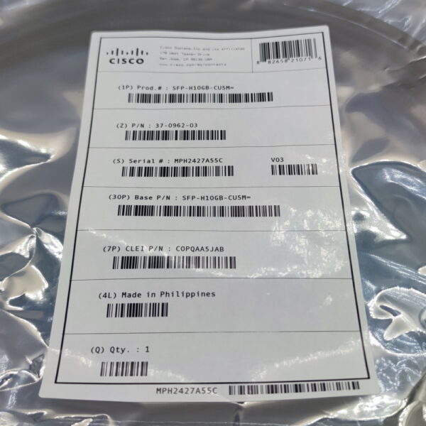 Кабель SFP-H10GB-CU5M, Cisco, 10GBase SFP+ 5M — изображение 2