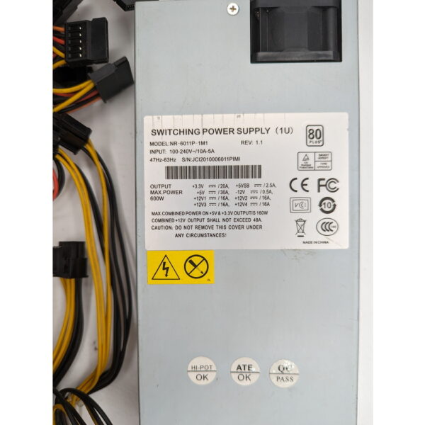 Блок питания NR-6011P-1M1, Negorack, 1U, 600Вт