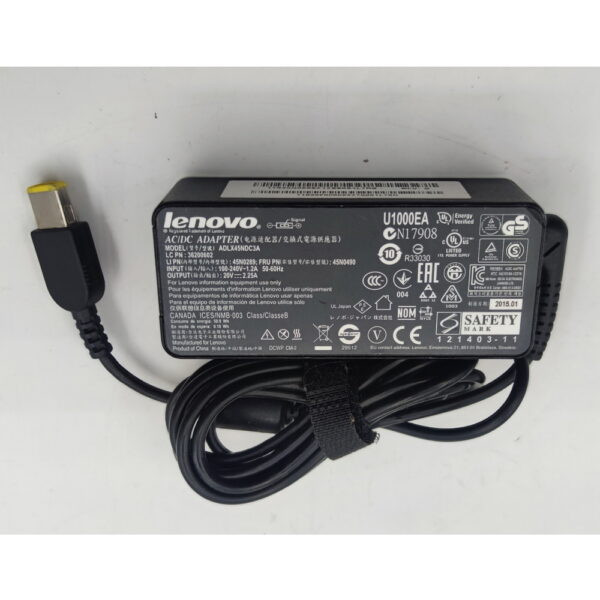 Блок питания ADLX45NDC3A, 00hm611, 5a10h03911, Lenovo 20V, 2.25A, разъём прямоугольный — изображение 2