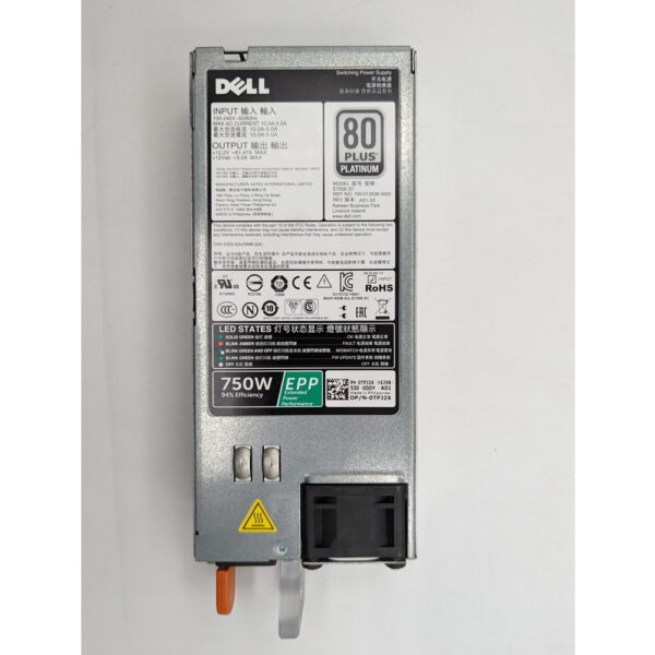 Блок питания 0TPJ2X, D750E-S1, Dell Power Edge R630, T430, T630, R730, R530, 750 Вт