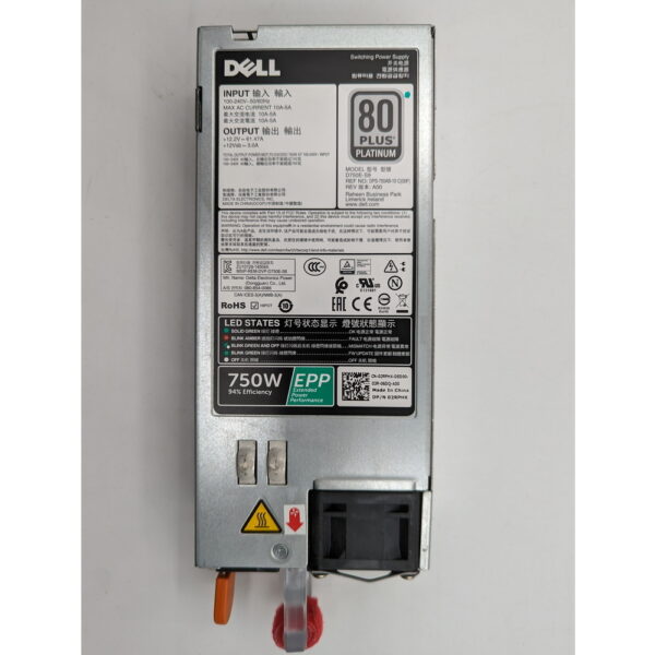 Блок питания 02RPHX, D750E-S9, Dell Power Edge R520, R530, R620, R630, R640, R720, R730, R720XD, R730XD, R740, R740XD, R820, R930, R7415, R7425, T230, T320, T330, T420, T430, T620, T630, T640, PowerVault DL2300, DL4000, DL4100, DX6112, NX3230, NX3330, DSS 2500, XC630, XC730, Precision Rack 7910, 750 Вт