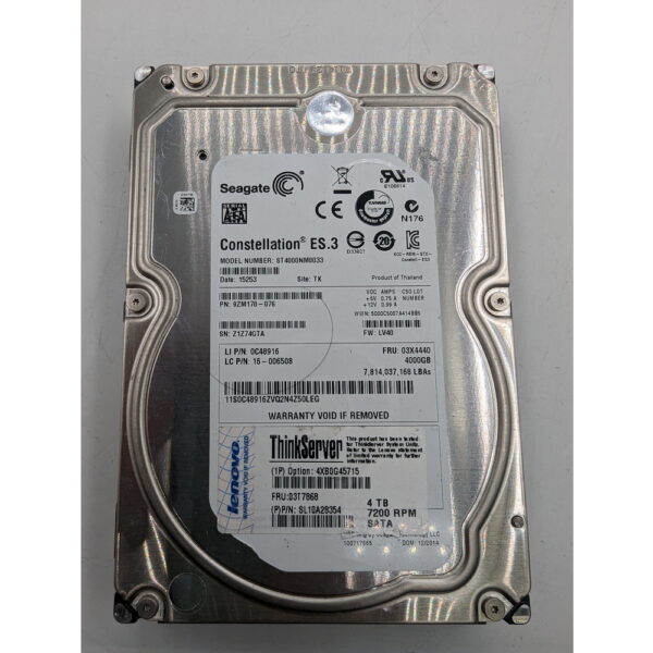 Жесткий диск st4000nm0033, 03x4440, 03t7868, Seagate, Lenovo, 4 Тб, SATA, 3.5
