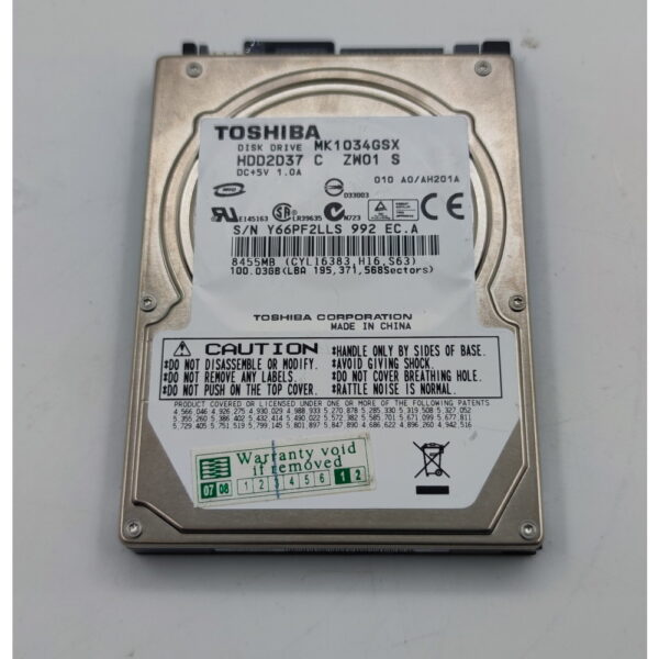 Жесткий диск MK1034GSX, Toshiba, 100 Гб, SATA, 2.5