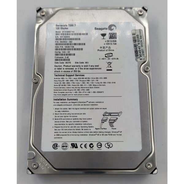 Жесткий диск ST3120827AS, Seagate, 120 Гб, SATA, 3.5