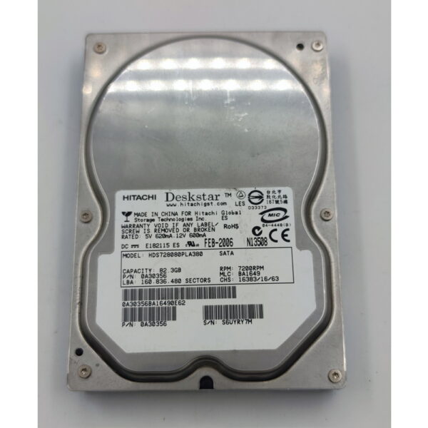 Жесткий диск HDS728080PLA380, Hitachi, 82,3 Гб, SATA, 3.5
