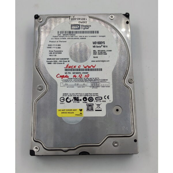 Жесткий диск WD1600YS, WD, 164,6 Гб, SATA, 3.5
