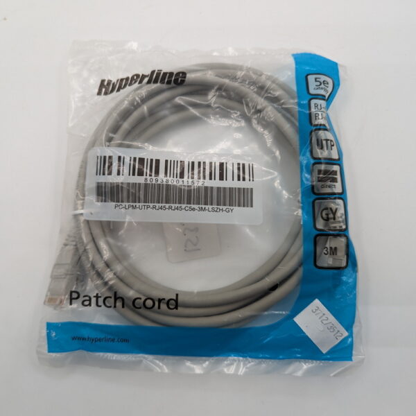 Патч-корд PC-LPM-UTP-RJ45-RJ45-C5E-3M-LSZH-GY, Hyperline, RJ-45 -RJ-45, 3 м