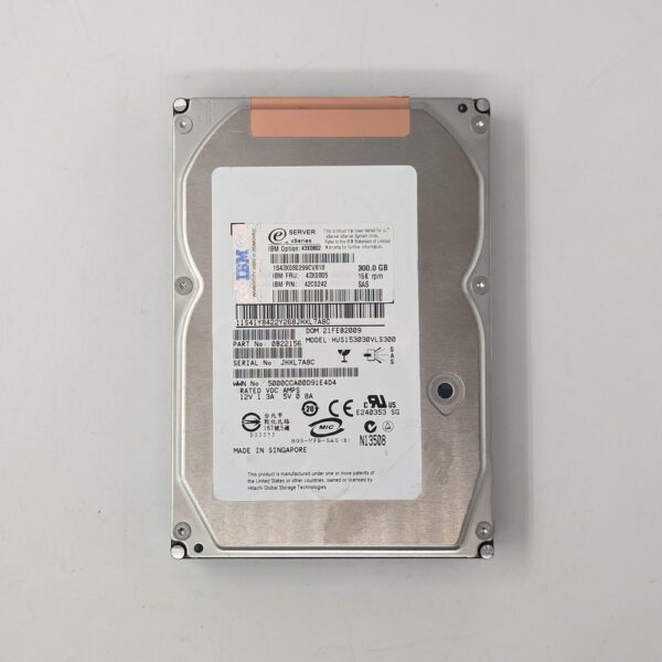 Жесткий диск HUS153030VLS300, 43X0802, 43X0805, 42C0242, IBM, HGST, SAS, 300 Гб, 3.5