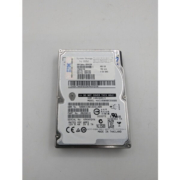 Жесткий диск 00W1236, 00W1240, 00W1239, HUC109090CSS600, IBM, SAS, 900 Гб, 2.5
