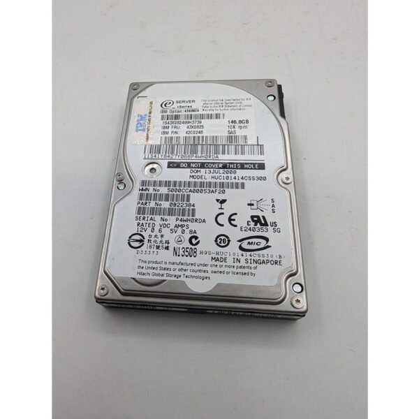 Жесткий диск 43X0824, 43X0825, 42C0248, HUC101414CSS300, Hitachi, IBM, 146.8 Гб, SAS, 2.5