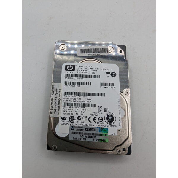 Жесткий диск 518022-002, MBE2147RC, HP, 146 Гб, SAS, 2.5