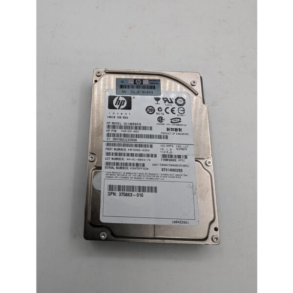 Жесткий диск DG146BB976, 430165-003, ST9146802SS, 375863-010, HP, Seagate, 146 Гб, SAS, 2.5