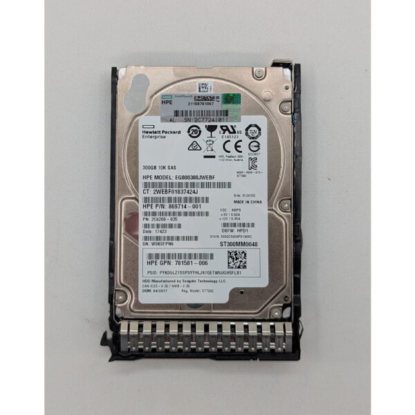 Жесткий диск EG000300JWEBF, 869714-001, ST300MM0048, 781581-006, HP, Seagate, 300 Гб, SAS, 2.5