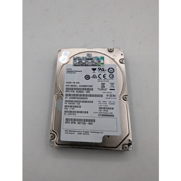 Жесткий диск EG0300FCVBF, 693569-005, 507129-004, 507284-001, ST300MM0006, HP, Seagate, 300 Гб, SAS, 2.5