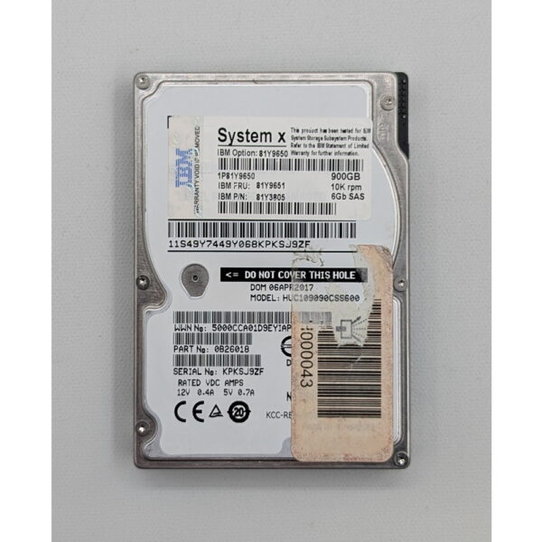 Жесткий диск HUC109090CSS600, 81Y9650, 81Y9651, 81Y3805, IBM, 900 Гб, SAS, 2.5