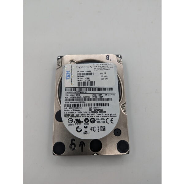 Жесткий диск WD9001BKHG, 81Y9651, 81Y9650, 81y3805, IBM, WD, 900 Гб, SAS, 2.5