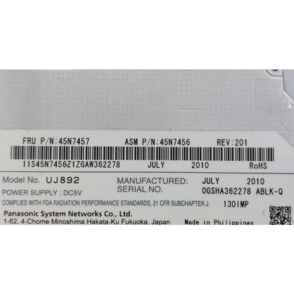 Привод DVD-RW 45N7457, UJ8C2, 45N7456, Lenovo Thinkpad T430S, T420S, T410, T400, Sata, 9.5 mm — изображение 3