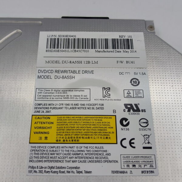 Привод DVD-RW DU-8A5SH, 00HM521, SDX0E50431, Lenovo ThinkPad Edge E531, E540, 9.5 mm — изображение 3