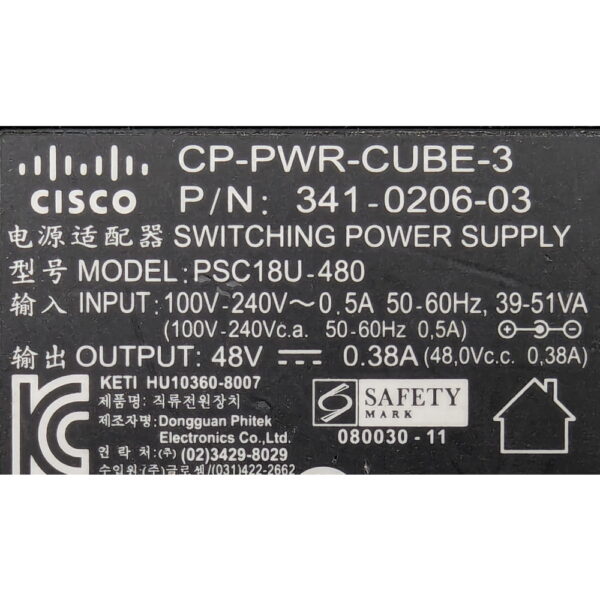 Блок питания 341-0206-03, PSC18U-480, Cisco, 48V, 0,38A, 18W — изображение 3