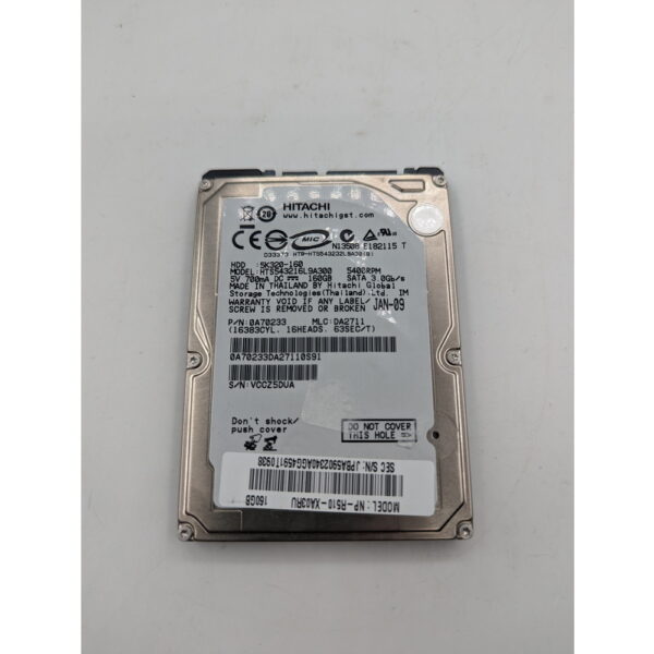 Жесткий диск HTS543216L9A300, JPBA5902340AGG4591T0938, Hitachi, Samsung, 160 Гб, SATA, 2.5
