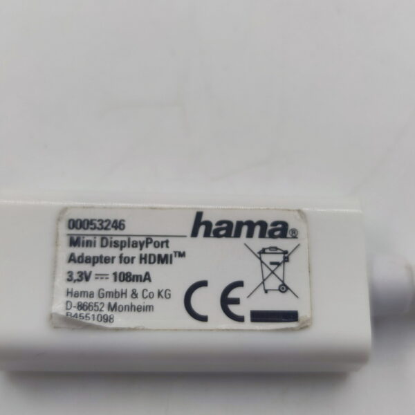 Адаптер 00053246, H-53246, HAMA, HDMI (f) - Mini Displayport, GOLD, ф/фильтр, белый — изображение 2