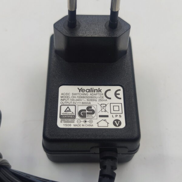 Блок питания 0H-1006B0500600U-VDE, Yealink, 5V, 600MA — изображение 2
