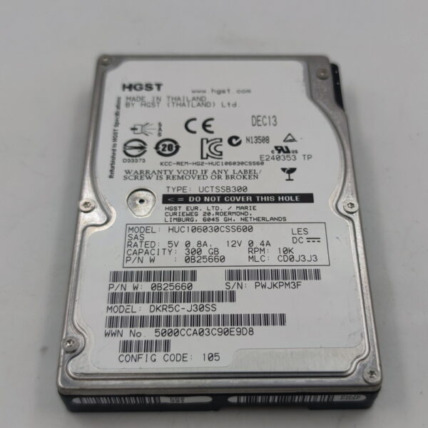Жесткий диск huc106030css600, 0b25660, dkr5c-j30ss, Hitachi, SAS, 300 Гб, 2.5