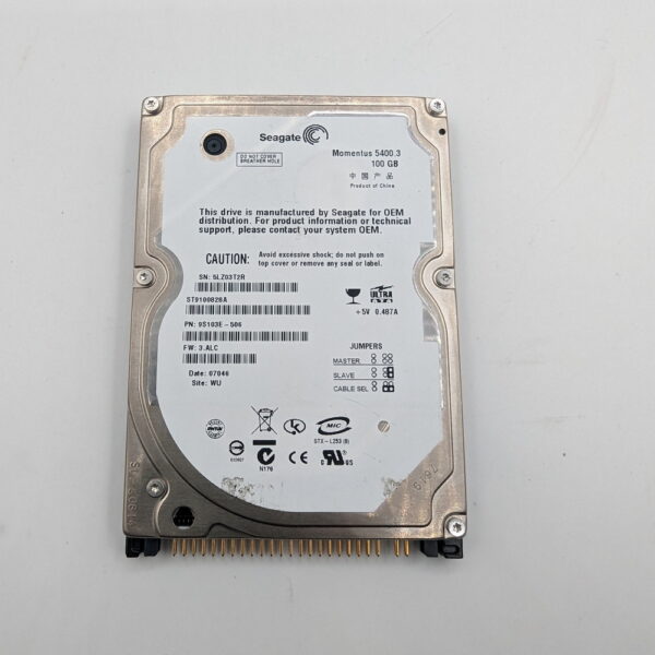 Жесткий диск ST9100828A, Seagate, 100 Гб, IDE, 2.5
