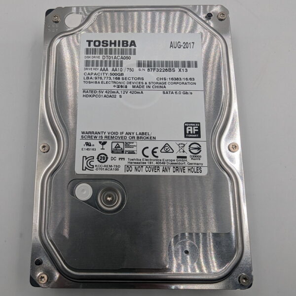 Жесткий диск DT01ACA050, Toshiba, 500 Гб, SATA, 3.5