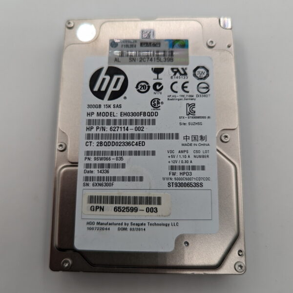 Жесткий диск HP, Seagate, 627114-002, 652599-003, ST9300653SS, 300 Гб, SAS, 2.5