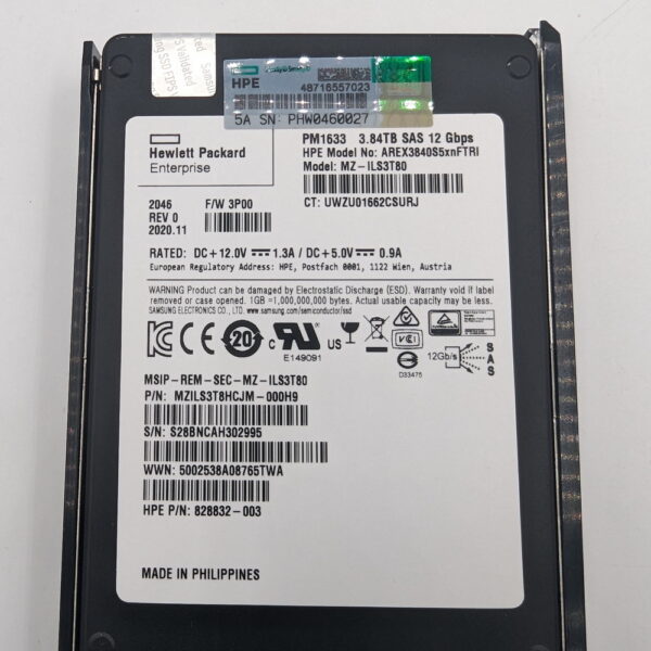 SSD диск AREX3840S5XNFTRI, MZILS3T8HCJM-000H9, MZ-ILS3T80, PM1633, 828832-003, Samsung, HP, SAS, 3.84TB, С шифрованнием — изображение 2