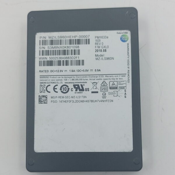 SSD диск MZ-ILS960N, Samsung, 960 Гб, SAS, 2.5