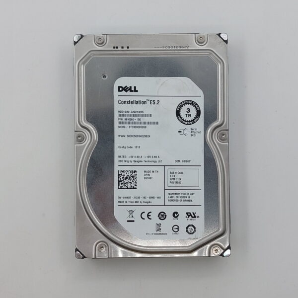 Жесткий диск ST33000650SS, 091K8T, Dell, Seagate, 3 Тб, SAS, 3.5