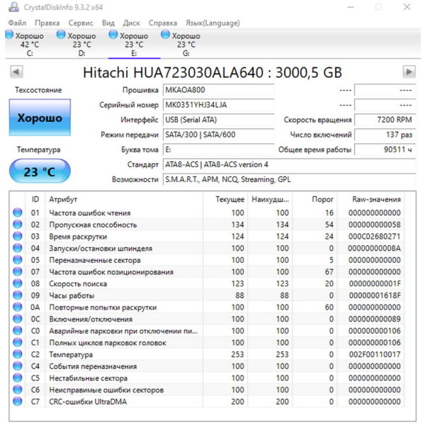 Жесткий диск HUA723030ALA640, 0f12456, h3v30006472s, Hitachi, 3 Тб, SATA, 3.5 — изображение 3