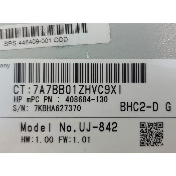 Привод DVD-RW 446409-001, UJ-842, 408684-130, HP Compaq 6910p, IDE, 9.5 mm — изображение 3