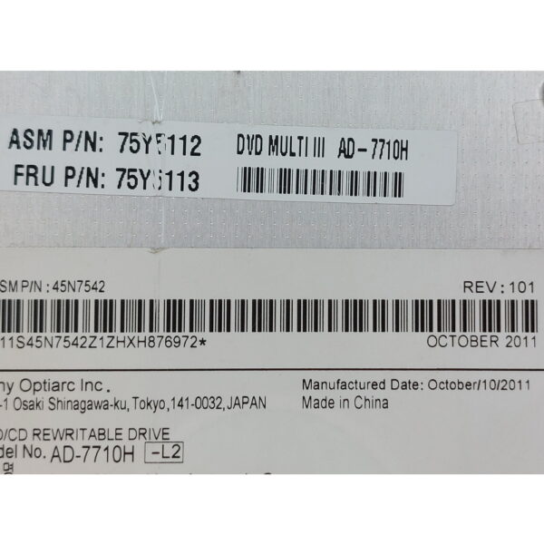 Привод DVD-RW 75Y5112, 75Y5113, AD-7710H, Lenovo Thinkpad T510, T420, T510, Sata, 12.7 mm — изображение 3
