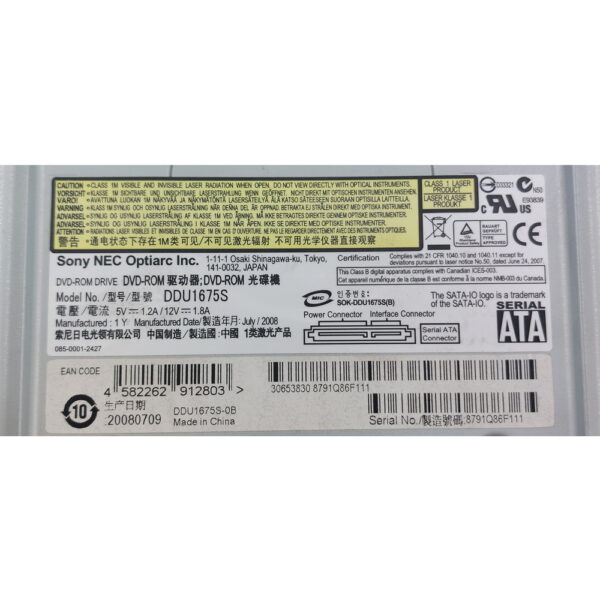 Привод DVD-ROM DDU1675S, DDU1675S-0B, Sony, NEC, Sata — изображение 3