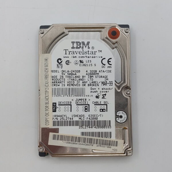 Жесткий диск DKLA-24320, 25L2744, IBM, Hitachi, 4,32 Гб, IDE, 2.5