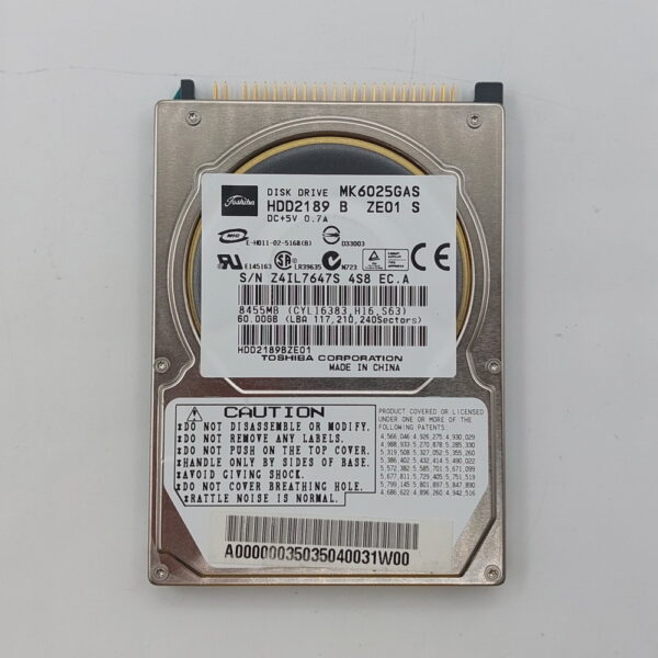 Жесткий диск MK6025GAS, Toshiba, 60 Гб, IDE, 2.5
