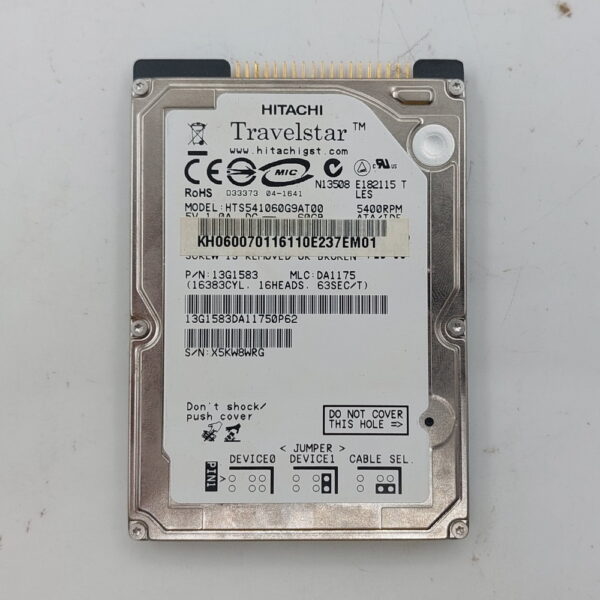 Жесткий диск HTS541060G9AT00, Hitachi, 60 Гб, IDE, 2.5