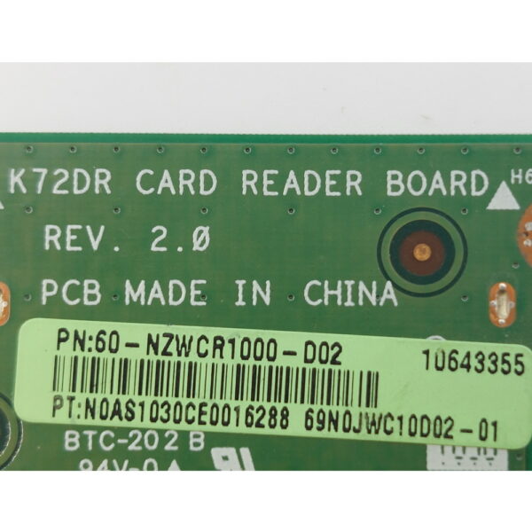 Картридер 60-NZWCR1000-002, Asus K72DR, X72D, X72DY, K72D — изображение 3